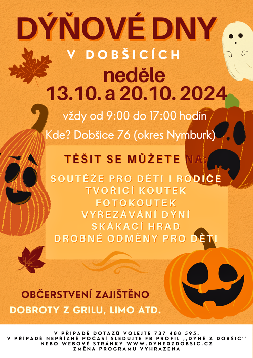 Dýňové dny Dobšice 13.10. a 20.10.2024