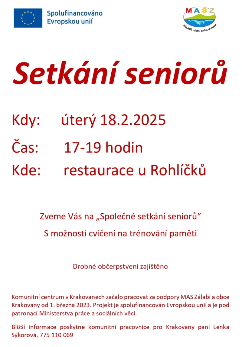 setkání seniorů 18.2.2025